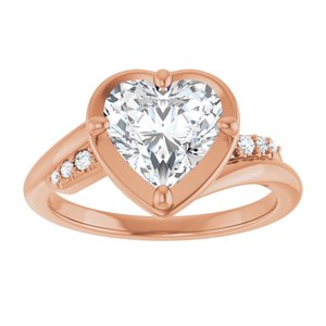14K Rose Gold 8x8 mm Heart Ring Mounting – image 5