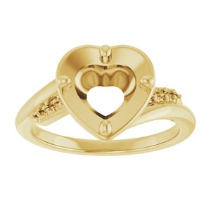 18K Yellow Gold 8x8 mm Heart Ring Mounting – image 6