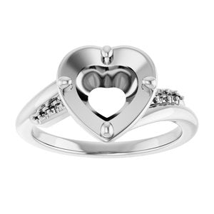 Sterling Silver 8x8 mm Heart Ring Mounting – image 6