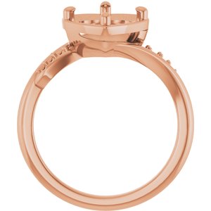 10K Rose Gold 8x8 mm Heart Ring Mounting – image 4