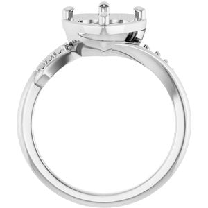 Platinum 8x8 mm Heart Ring Mounting – image 4