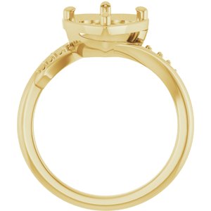 18K Yellow Gold 8x8 mm Heart Ring Mounting – image 4