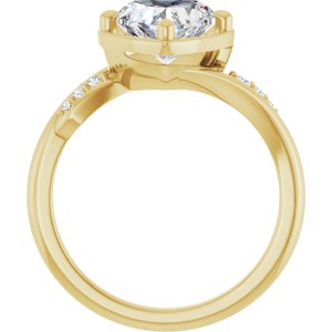 14K Yellow Gold 8x8 mm Heart Ring Mounting – image 3
