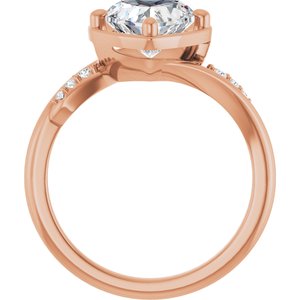 14K Rose Gold 8x8 mm Heart Ring Mounting – image 3