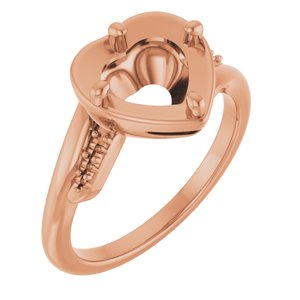 10K Rose Gold 8x8 mm Heart Ring Mounting – image 2