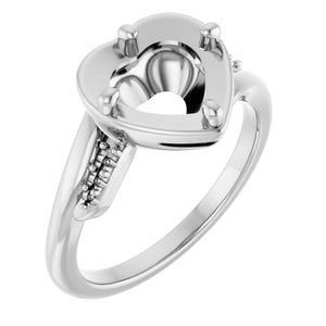Sterling Silver 8x8 mm Heart Ring Mounting – image 2