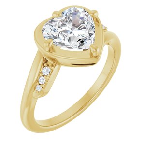 14K Yellow Gold 8x8 mm Heart Ring Mounting