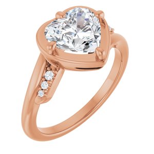 10K Rose Gold 8x8 mm Heart Ring Mounting