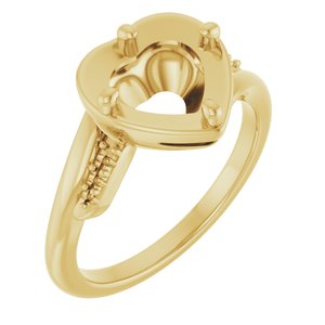 18K Yellow Gold 8x8 mm Heart Ring Mounting – image 2