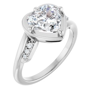 Sterling Silver 8x8 mm Heart Ring Mounting