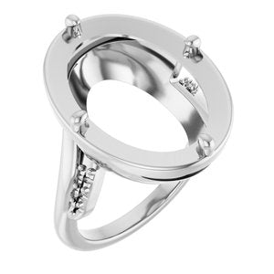 14K White Gold 18x13 mm Oval Ring Mounting – image 2