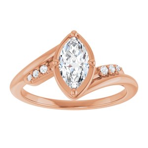 10K Rose Gold 8.5x4.5 mm Marquise Ring Mounting – image 5
