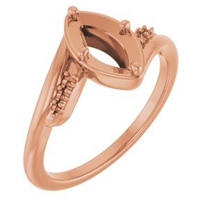 10K Rose Gold 8.5x4.5 mm Marquise Ring Mounting – image 2