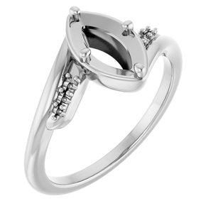 10K White Gold 8.5x4.5 mm Marquise Ring Mounting – image 2