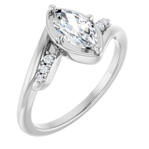 14K White Gold 8.5x4.5 mm Marquise Ring Mounting