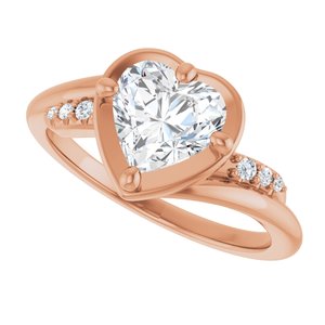 10K Rose Gold 7x7 mm Heart Ring Mounting – image 8