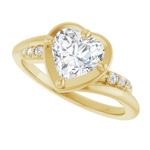10K Yellow Gold 7x7 mm Heart Ring Mounting – image 8