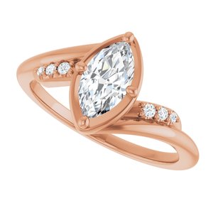 10K Rose Gold 8.5x4.5 mm Marquise Ring Mounting – image 8