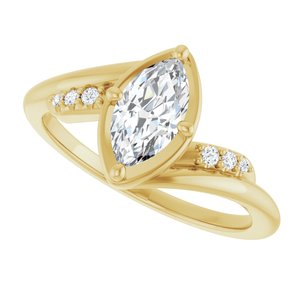 14K Yellow Gold 8.5x4.5 mm Marquise Ring Mounting – image 8
