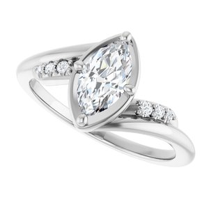 18K White Gold 8.5x4.5 mm Marquise Ring Mounting – image 8