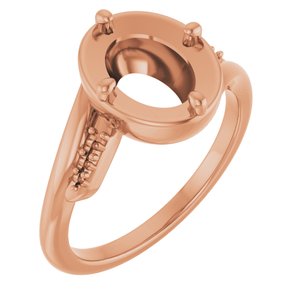 14K Rose Gold 9x7 mm Oval Ring Mounting – image 2