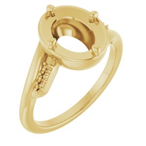 14K Yellow Gold 9x7 mm Oval Ring Mounting – image 2