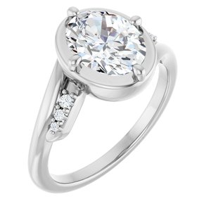18K White Gold 9x7 mm Oval Ring Mounting