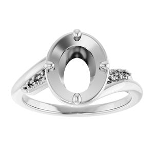 18K White Gold 9x7 mm Oval Ring Mounting – image 6