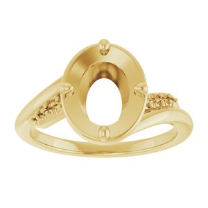 14K Yellow Gold 9x7 mm Oval Ring Mounting – image 6