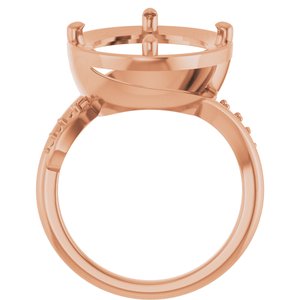 18K Rose Gold 18x13 mm Oval Ring Mounting – image 4