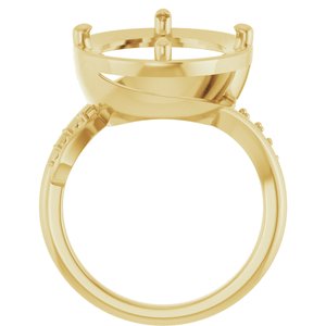 14K Yellow Gold 18x13 mm Oval Ring Mounting – image 4