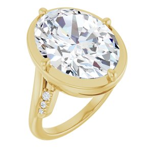 18K Yellow Gold 16x12 mm Oval Ring Mounting