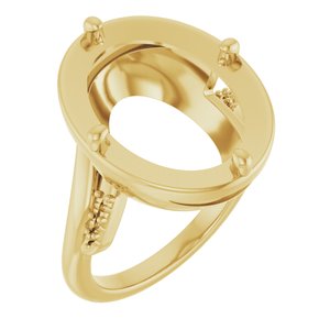 14K Yellow Gold 16x12 mm Oval Ring Mounting – image 2