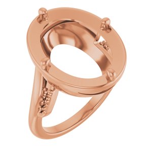 14K Rose Gold 16x12 mm Oval Ring Mounting – image 2