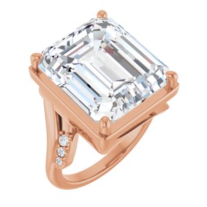 14K Rose Gold 15x13 mm Emerald Ring Mounting