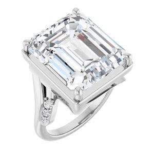 10K White Gold 15x13 mm Emerald Ring Mounting