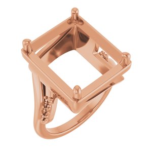 14K Rose Gold 15x13 mm Emerald Ring Mounting – image 2