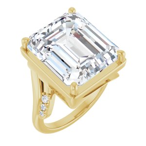14K Yellow Gold 15x13 mm Emerald Ring Mounting