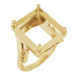 18K Yellow Gold 15x13 mm Emerald Ring Mounting – image 2