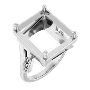 Sterling Silver 15x13 mm Emerald Ring Mounting – image 2
