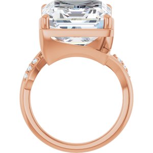 14K Rose Gold 15x13 mm Emerald Ring Mounting – image 3