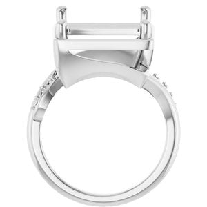 14K X1 White Gold 15x13 mm Emerald Ring Mounting – image 4