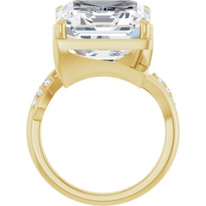 18K Yellow Gold 15x13 mm Emerald Ring Mounting – image 3