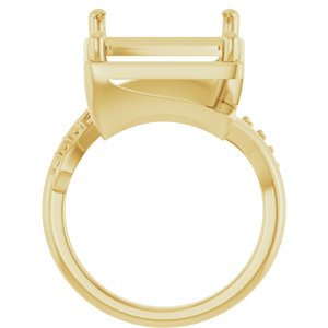 10K Yellow Gold 15x13 mm Emerald Ring Mounting – image 4