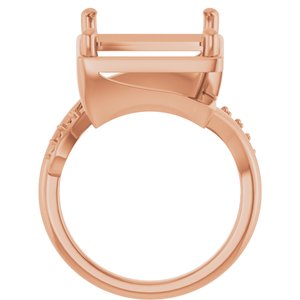 14K Rose Gold 15x13 mm Emerald Ring Mounting – image 4