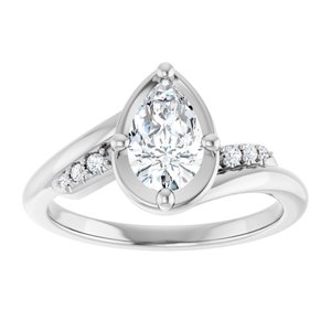 14K White Gold 8x5 mm Pear Ring Mounting – image 5