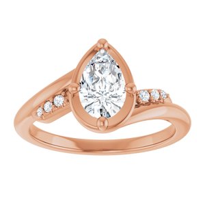 18K Rose Gold 8x5 mm Pear Ring Mounting – image 5