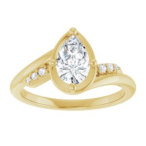 14K Yellow Gold 8x5 mm Pear Ring Mounting – image 5