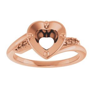 10K Rose Gold 7x7 mm Heart Ring Mounting – image 6