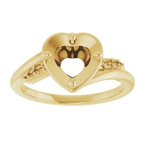 18K Yellow Gold 7x7 mm Heart Ring Mounting – image 6